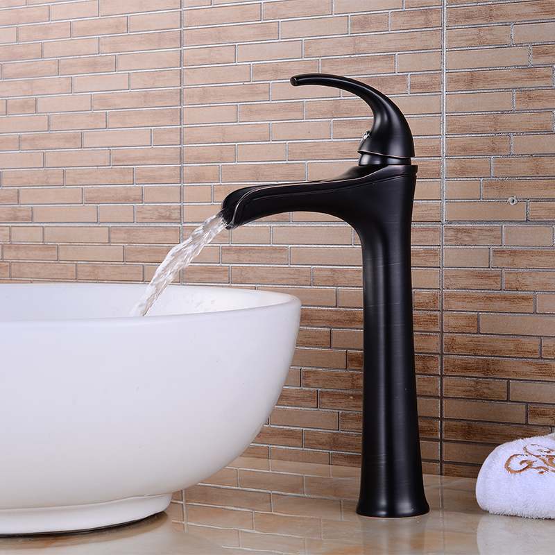 Wovier Waterfall Vessel Faucet with Supply Hose,Single Handle Single Hole Bathroom Faucet W8312-10