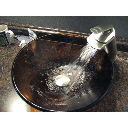 Wovier Waterfall Vessel Faucet, Single Handle Single Hole Bathroom Faucet - w8221-7