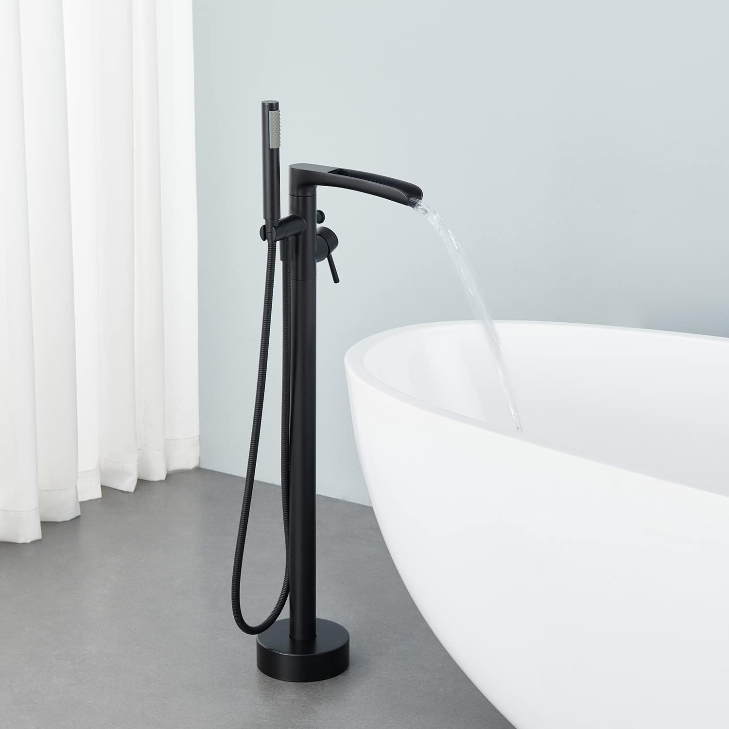 Wovier Floor Mounted Tub Filler Faucet, Freestanding Bathtub Faucet with Hand Shower W8787