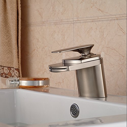 Wovier Waterfall Bathroom Sink Faucet,Single Handle Single Hole Faucet-W8222-10
