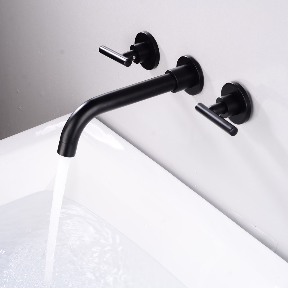 Wovier Wall Mount Bathroom Sink Faucet Two Handles Lavatory Faucet -W8601-02