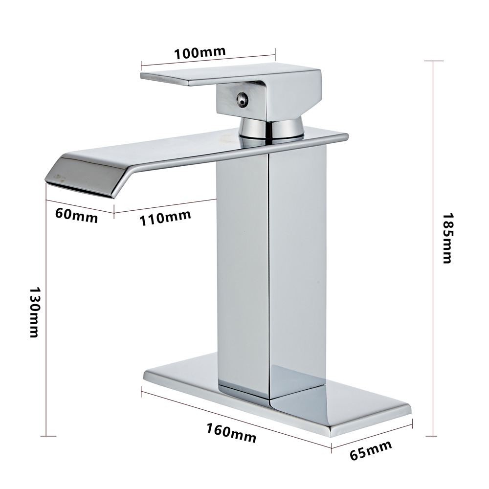 Wovier Waterfall Bathroom Sink Faucet,Single Handle Single Hole Faucet-W8226-7