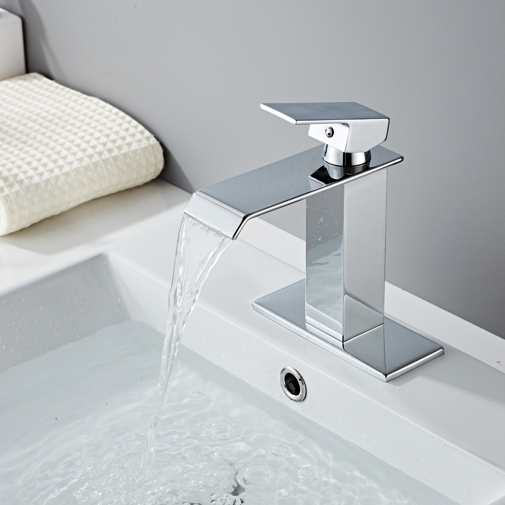 Wovier Waterfall Bathroom Sink Faucet,Single Handle Single Hole Faucet-W8226-9