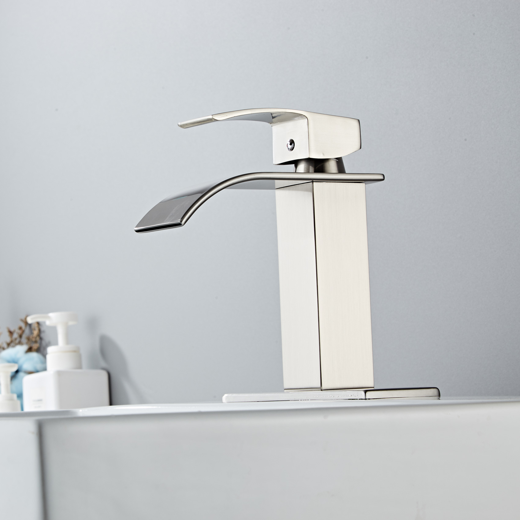 Wovier Waterfall Bathroom Sink Faucet,Single Handle Single Hole Faucet-W8228-12