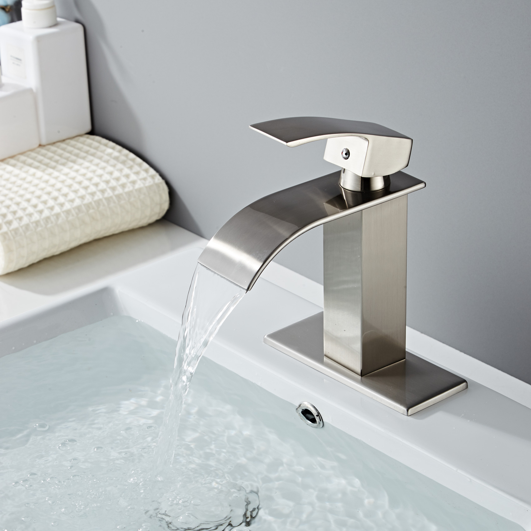 Wovier Waterfall Bathroom Sink Faucet,Single Handle Single Hole Faucet-W8228-13