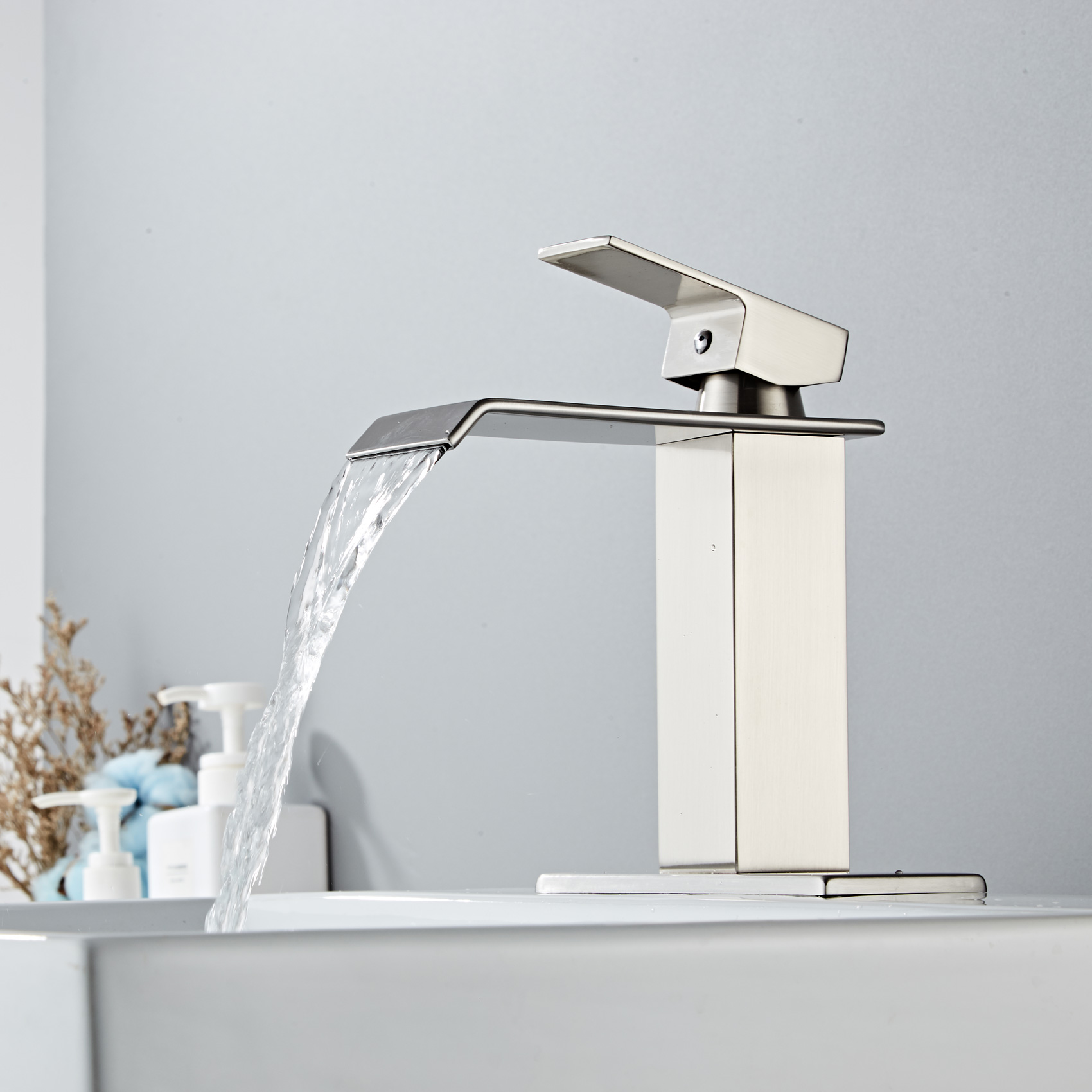 Wovier Waterfall Bathroom Sink Faucet,Single Handle Single Hole Faucet-W8226-21