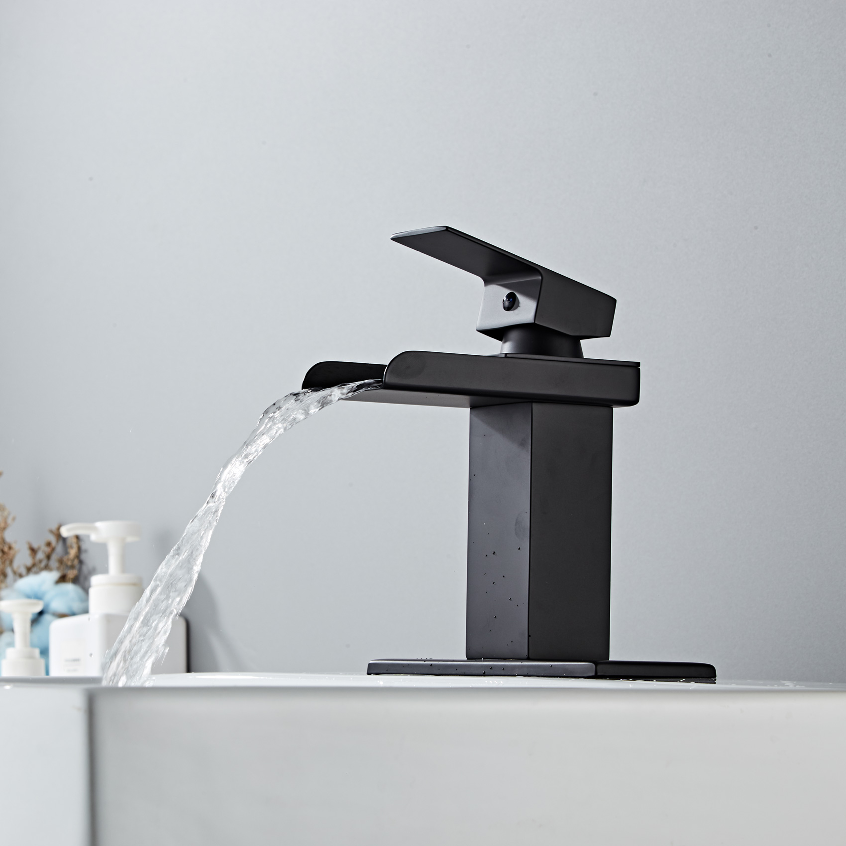 Wovier Waterfall Bathroom Sink Faucet,Single Handle Single Hole Faucet-W8230-28