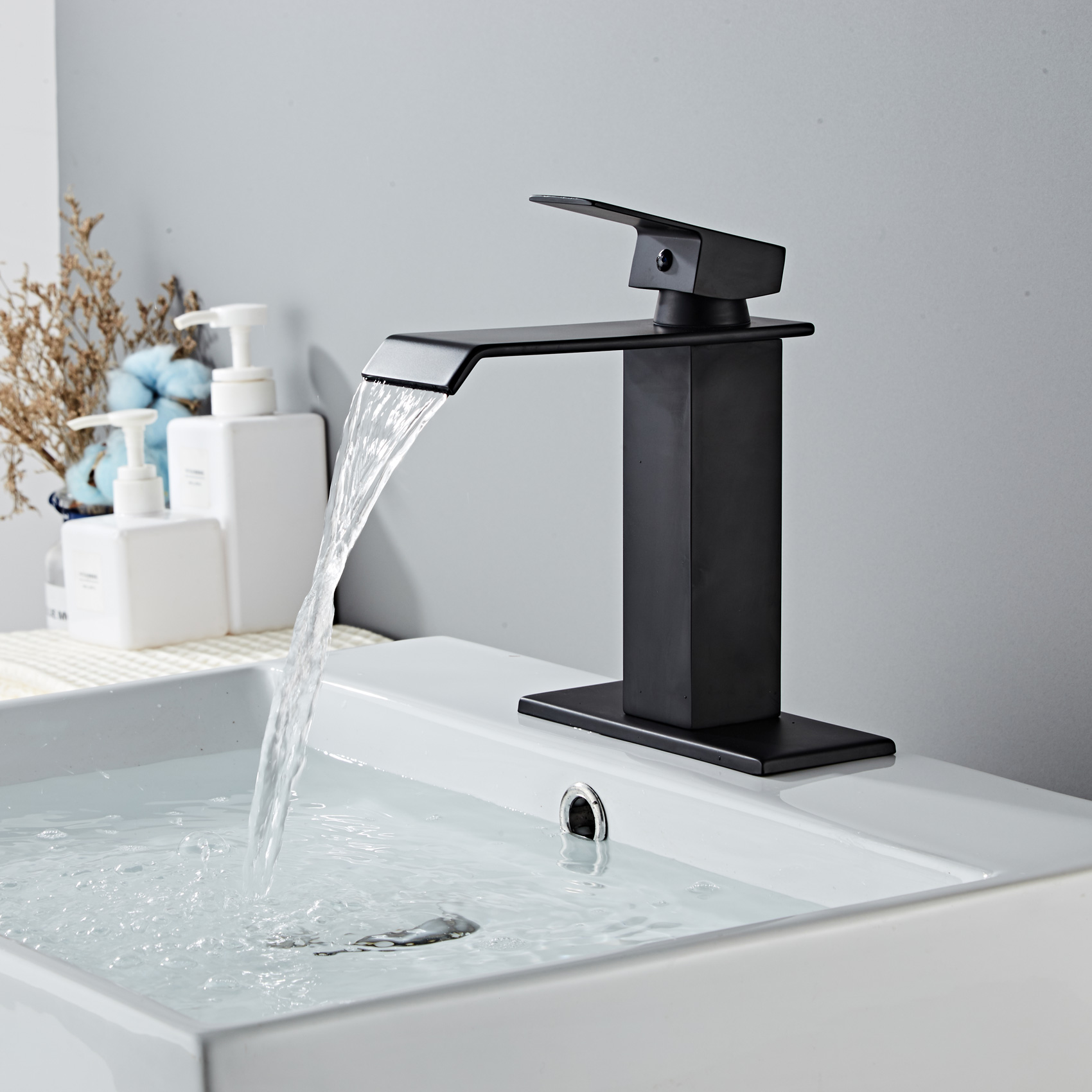 Wovier Waterfall Bathroom Sink Faucet,Single Handle Single Hole Faucet-W8226-3