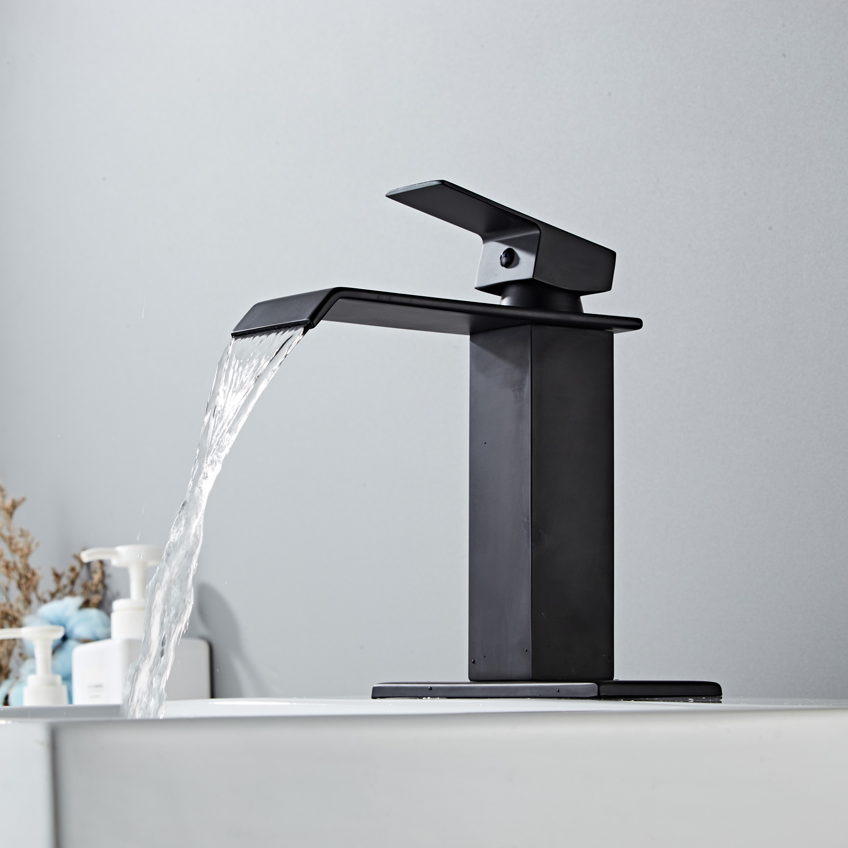 Wovier Waterfall Bathroom Sink Faucet,Single Handle Single Hole Faucet-W8226-17