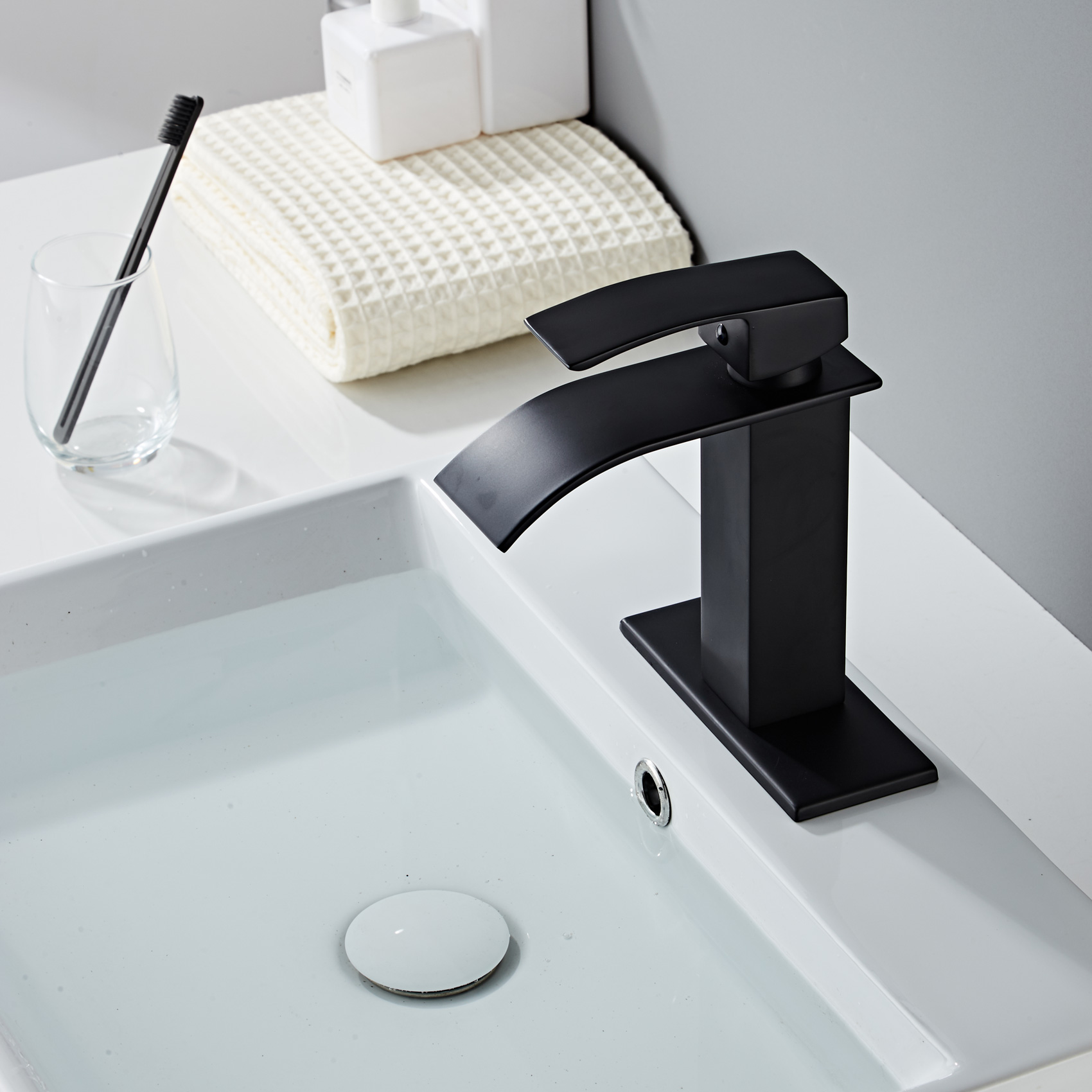 Wovier Waterfall Bathroom Sink Faucet,Single Handle Single Hole Faucet-W8228-11