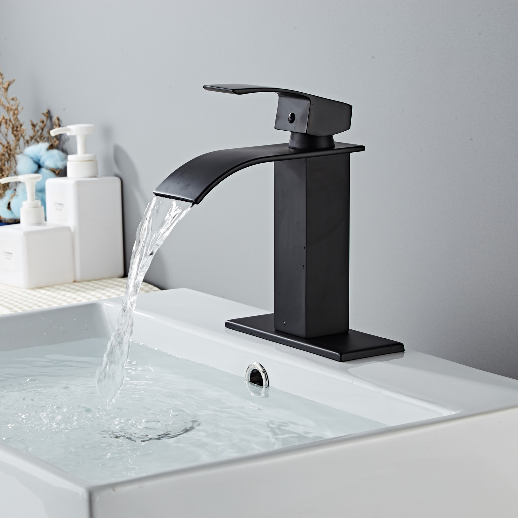 Wovier Waterfall Bathroom Sink Faucet,Single Handle Single Hole Faucet-W8228-1