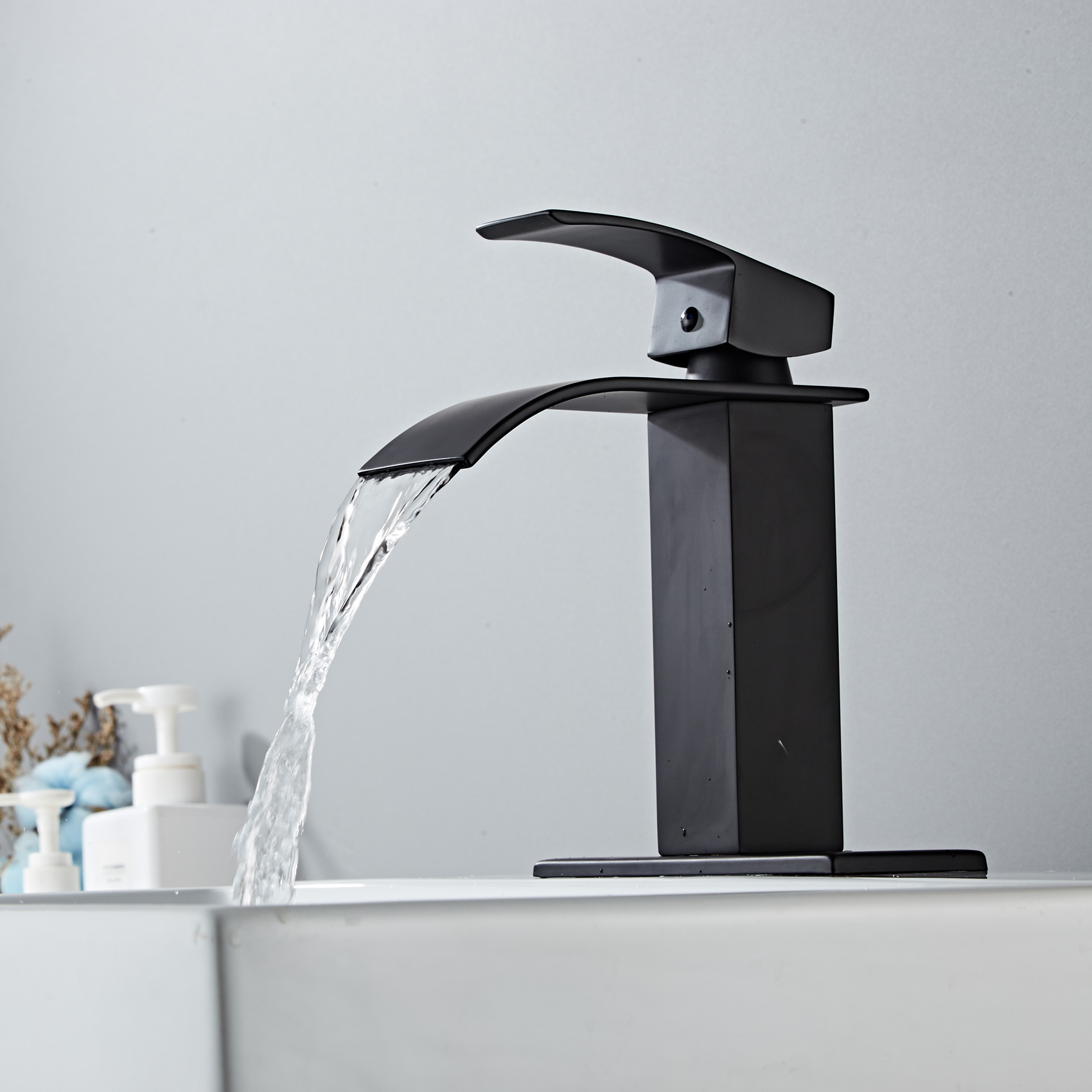 Wovier Waterfall Bathroom Sink Faucet,Single Handle Single Hole Faucet-W8228-10