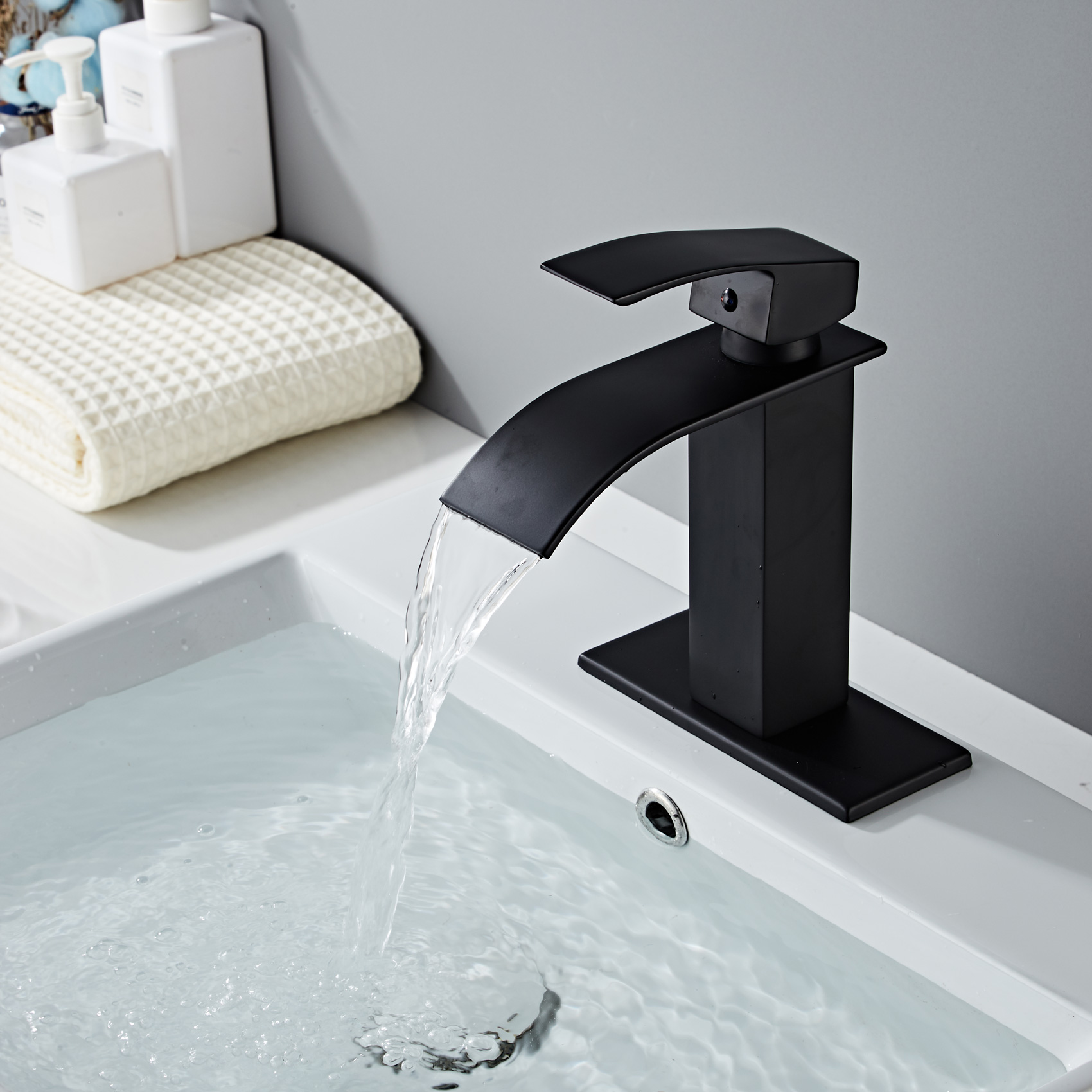 Wovier Waterfall Bathroom Sink Faucet,Single Handle Single Hole Faucet-W8228-8