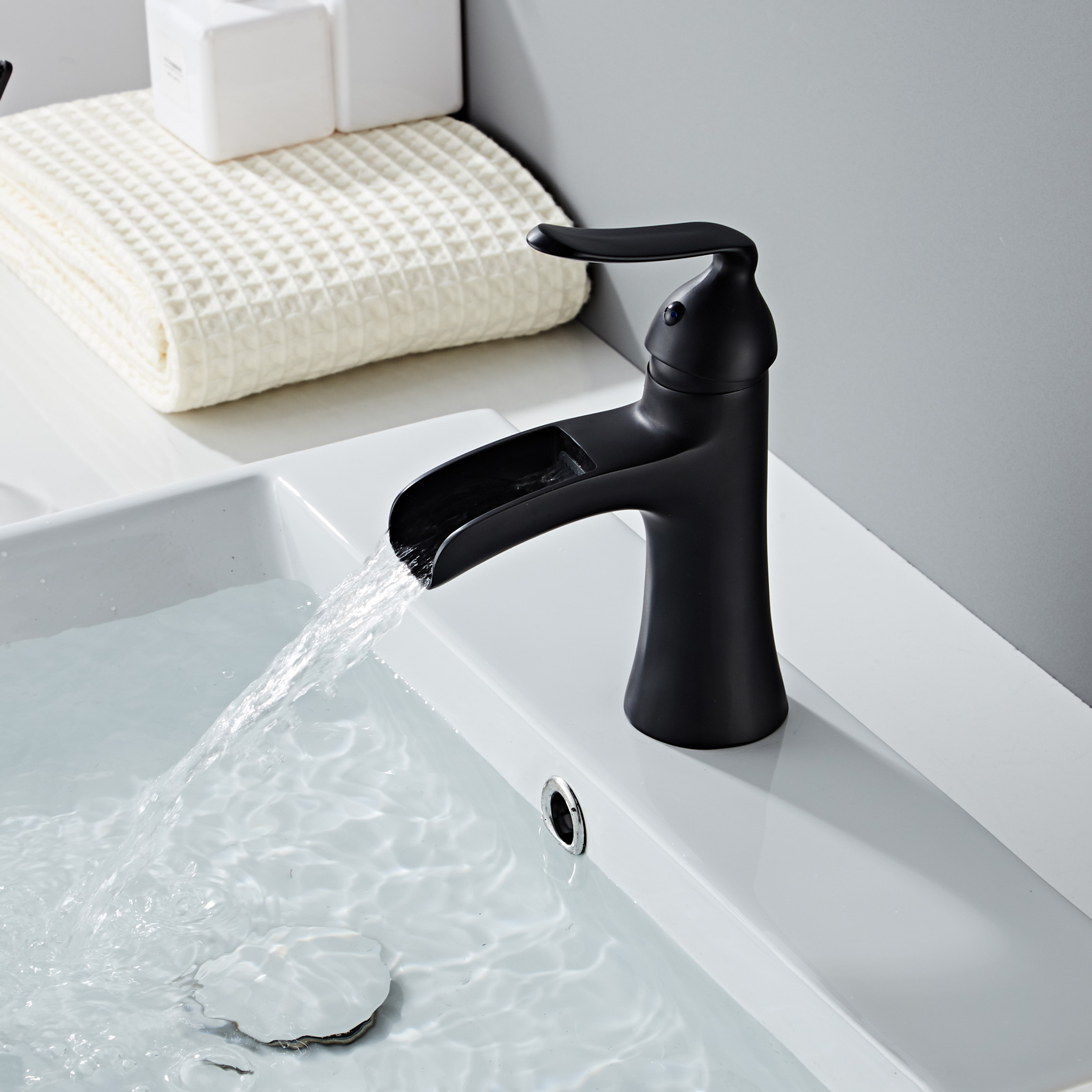 Wovier Waterfall Bathroom Sink Faucet,Single Handle Single Hole Faucet-W8204-25