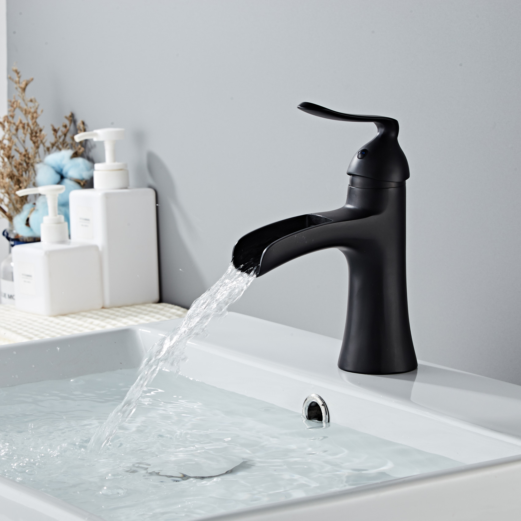 Wovier Waterfall Bathroom Sink Faucet,Single Handle Single Hole Faucet-W8204-6