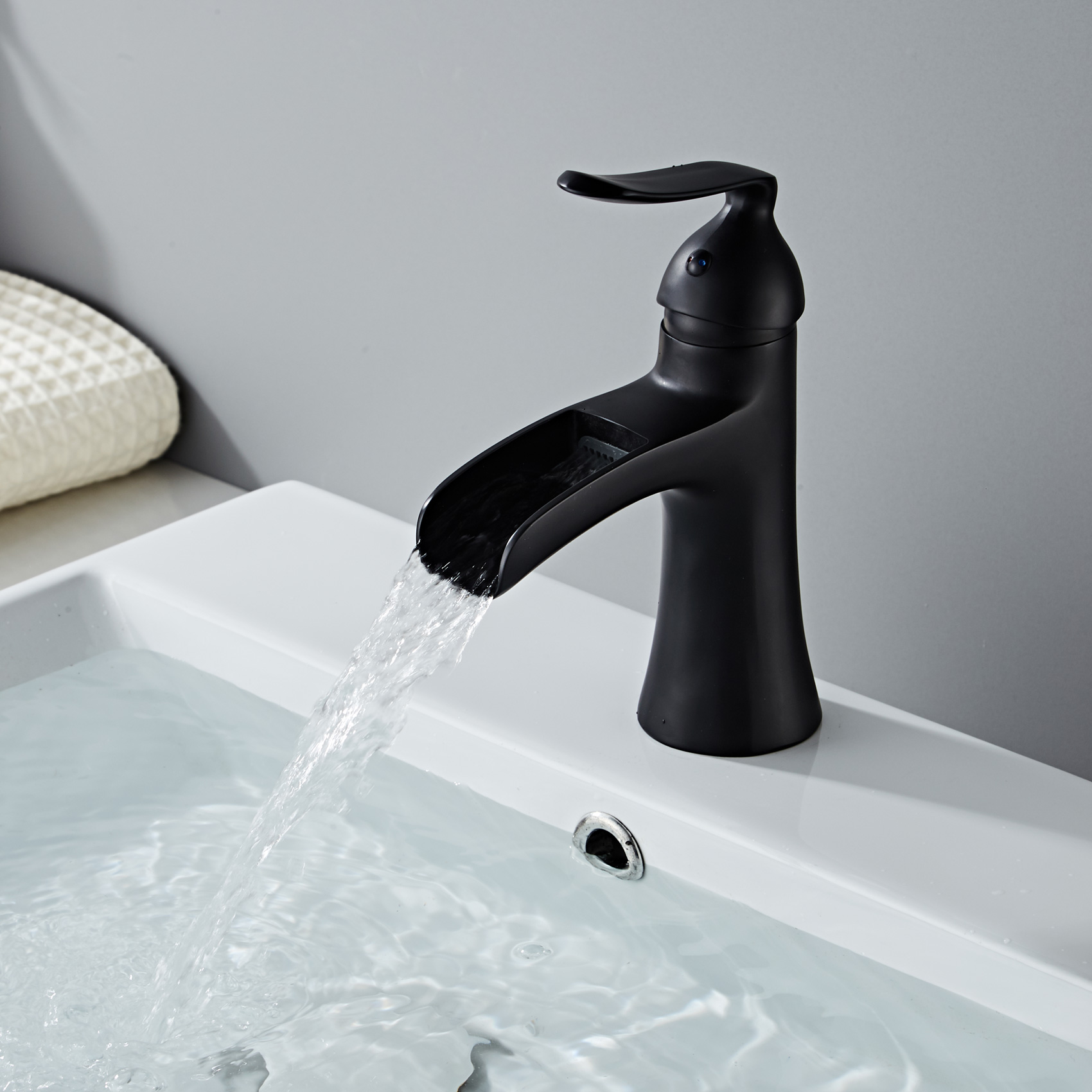 Wovier Waterfall Bathroom Sink Faucet,Single Handle Single Hole Faucet-W8204-23