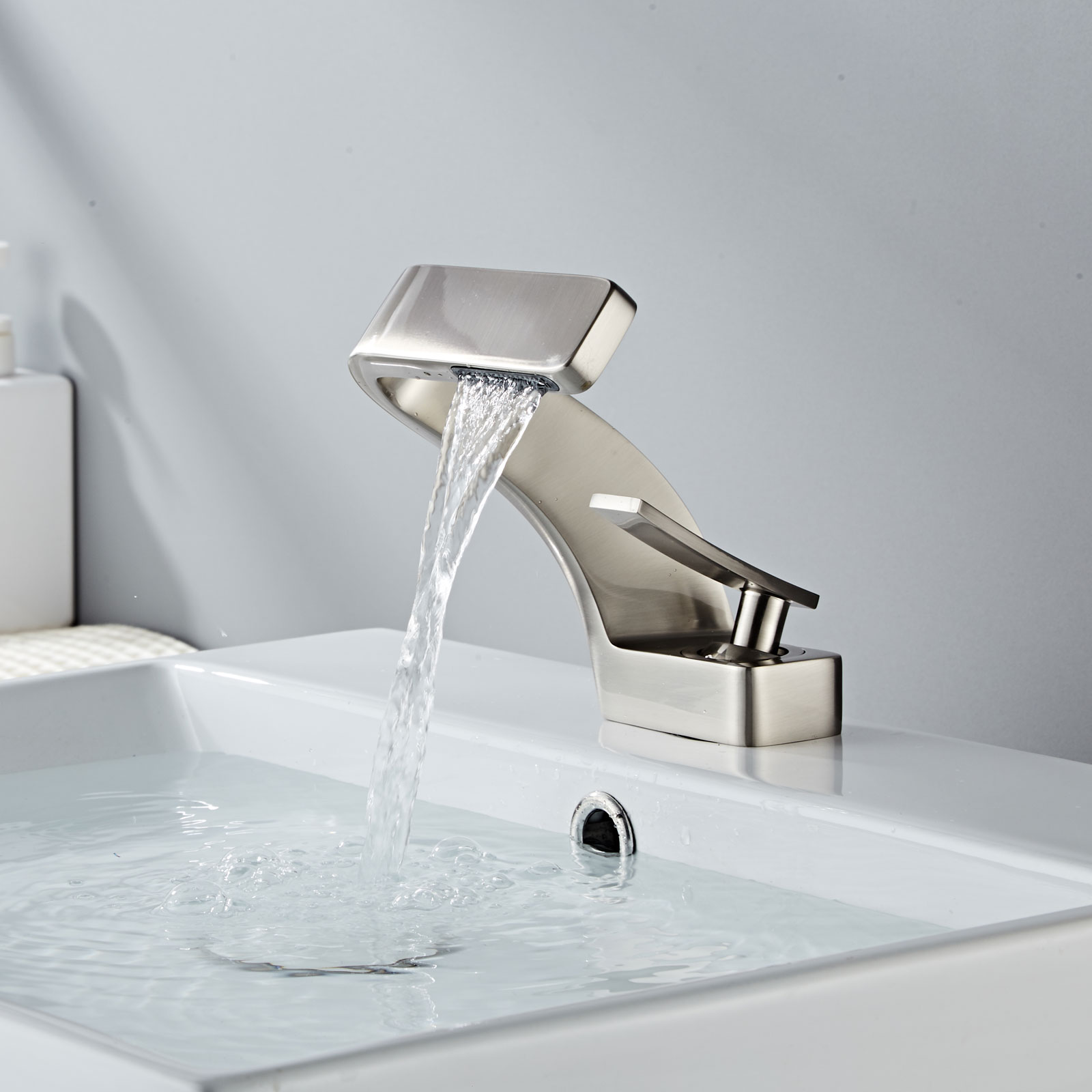 Wovier Waterfall Bathroom Sink Faucet,Single Handle Single Hole Faucet-W8351-6