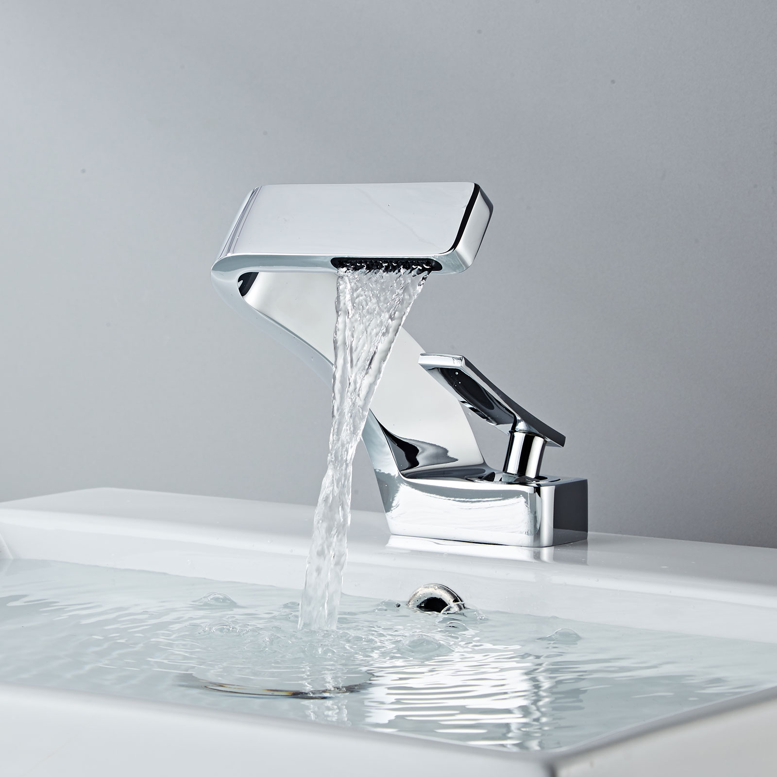 Wovier Waterfall Bathroom Sink Faucet,Single Handle Single Hole Faucet-W8351-30