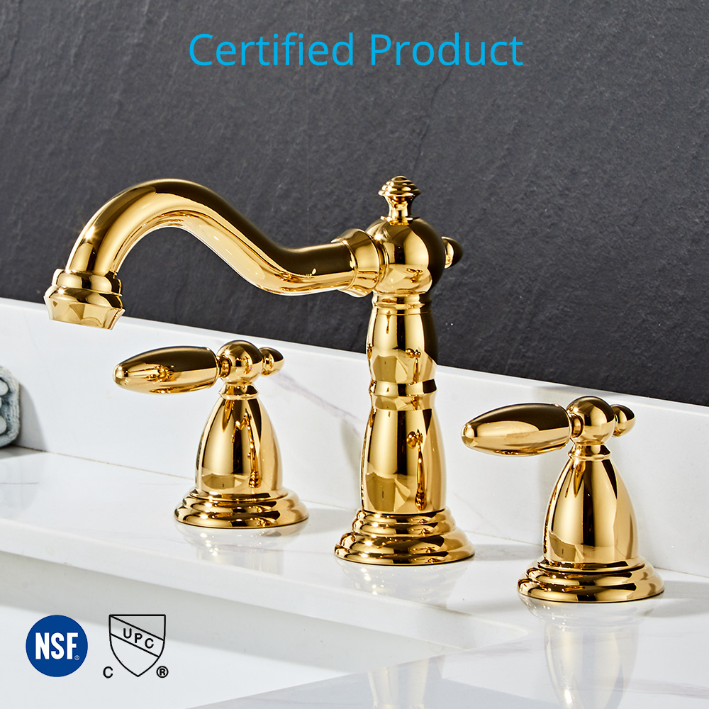 Wovier Widespread Faucet,Three Handle Two Hole Bathroom sink Faucet-W8403-5