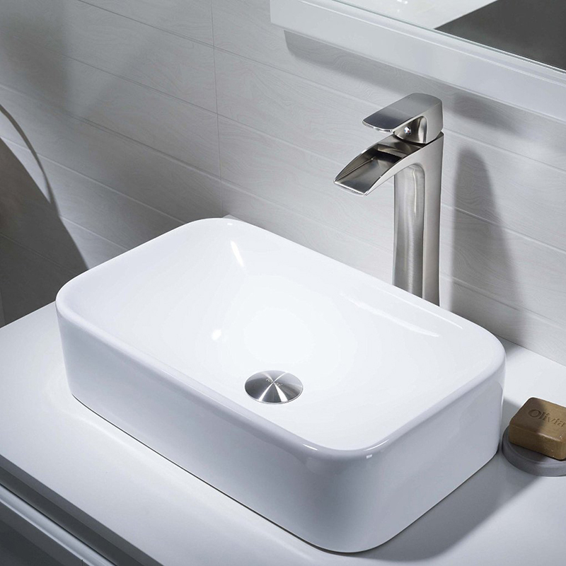 Wovier Waterfall Vessel Faucet, Single Handle Single Hole Bathroom Faucet - w8231-4