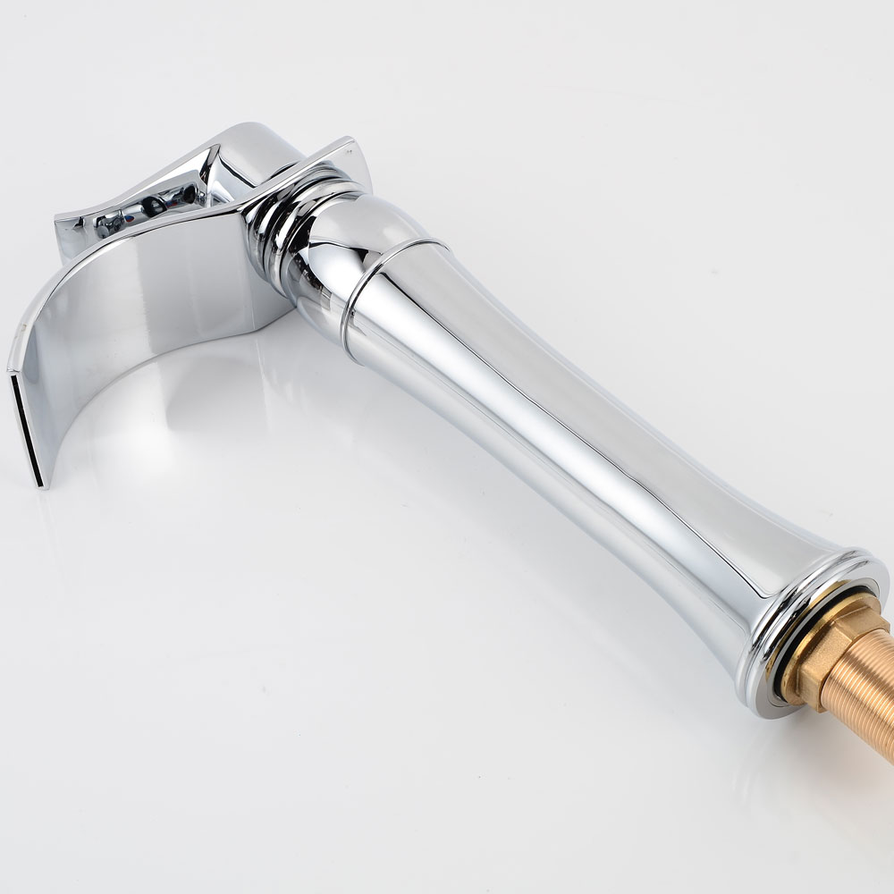 Wovier Waterfall Vessel Faucet with Supply Hose,Single Handle Single Hole Bathroom Faucet W8243-12
