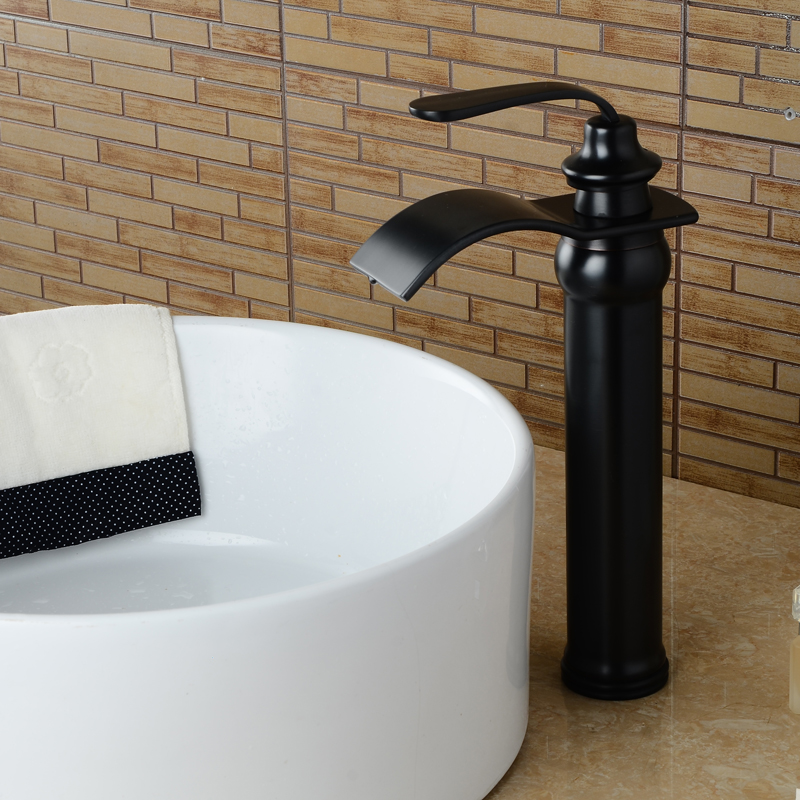 Wovier Waterfall Vessel Faucet with Supply Hose,Single Handle Single Hole Bathroom Faucet W8293