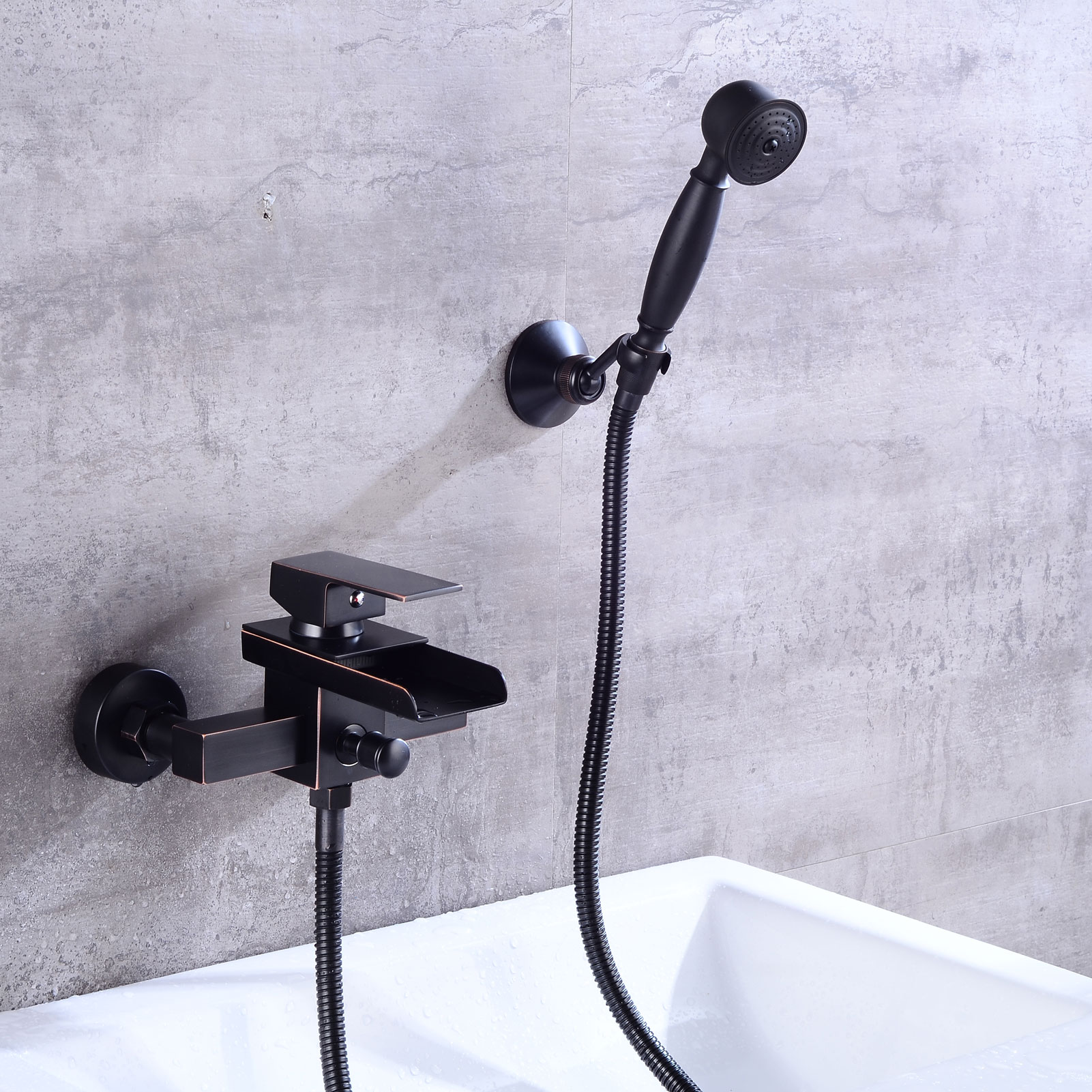Wovier Waterfall Wall Mounted Waterfall Tub Filler with Hand Shower W8805