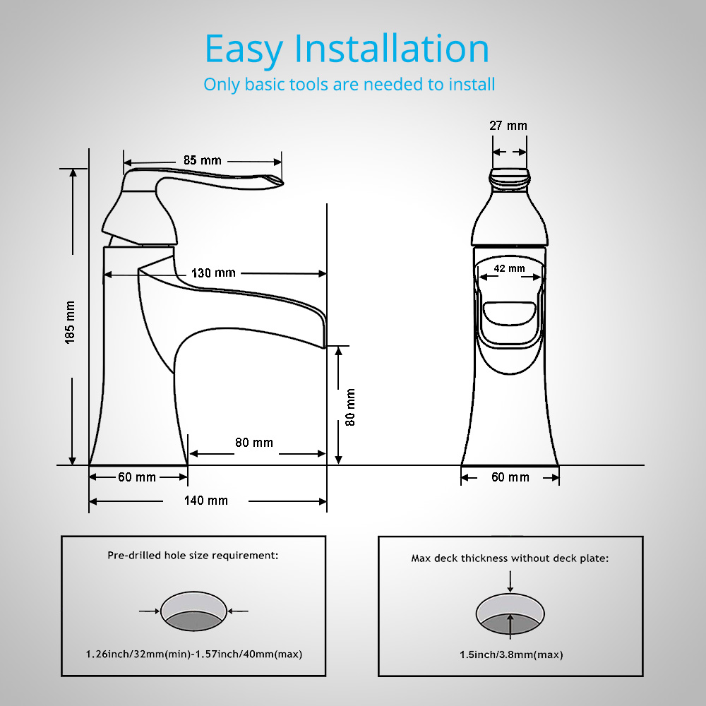 Wovier Waterfall Bathroom Sink Faucet,Single Handle Single Hole Faucet-W8204-13