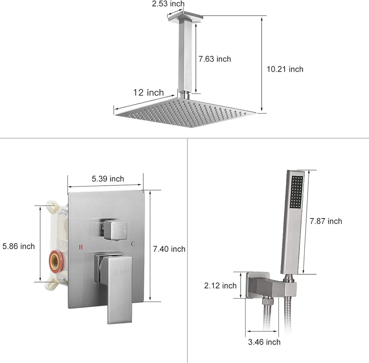 Wovier Shower System Rain Shower Handheld Sprayer with Shower Hose - W8819-11