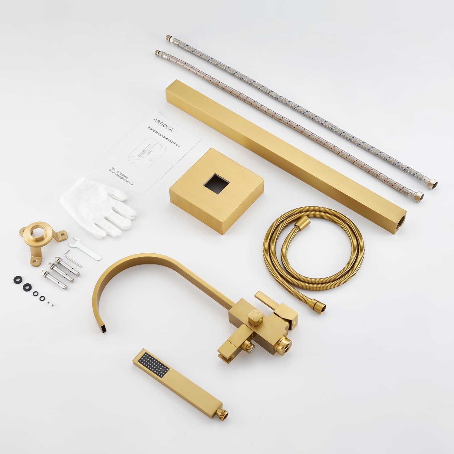 Wovier Floor Mounted Tub Filler Faucet, Freestanding Bathtub Faucet with Hand Shower W8783