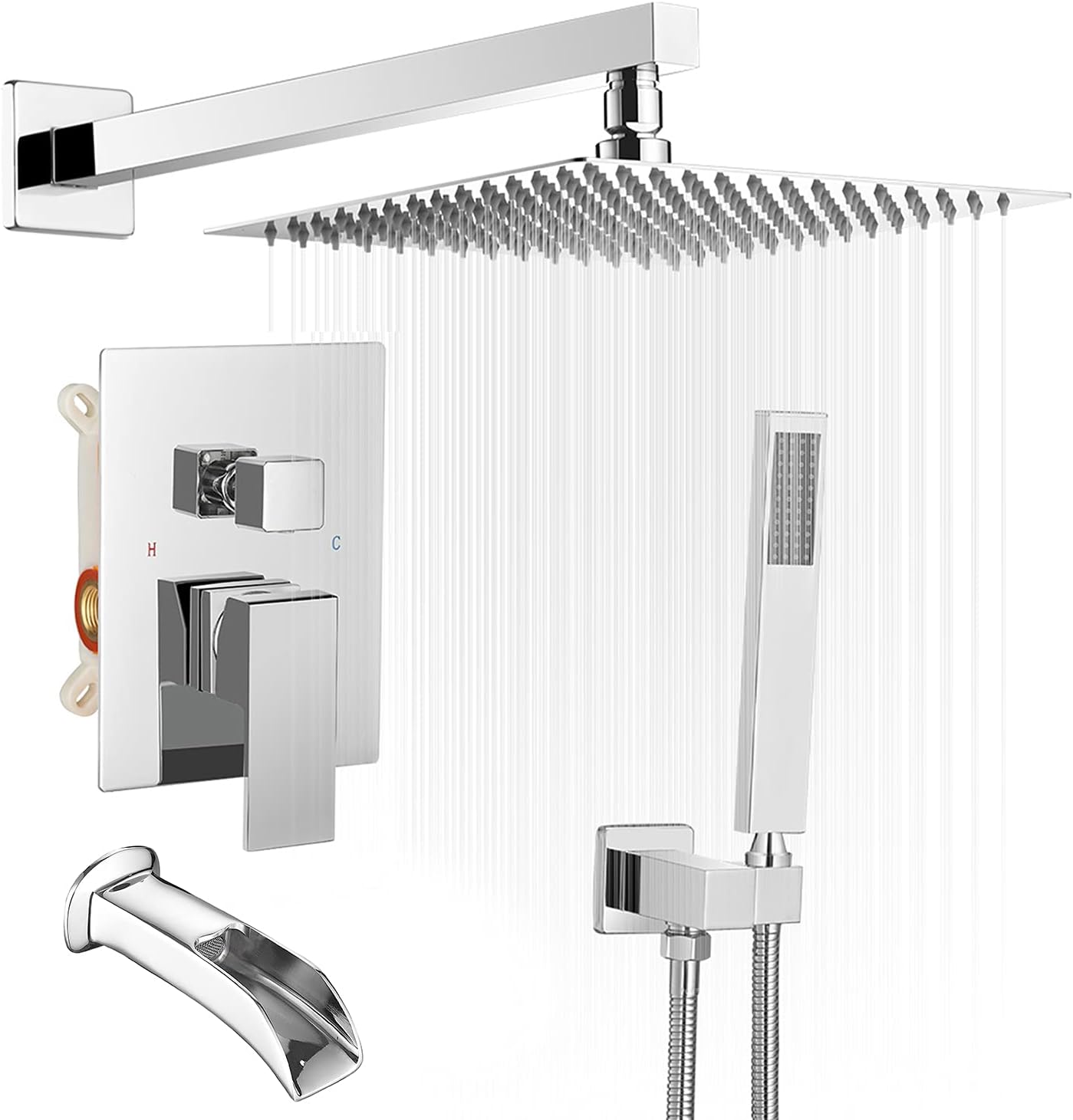 Wovier Shower System Rain Shower Handheld Sprayer with Shower Hose - W8807-7