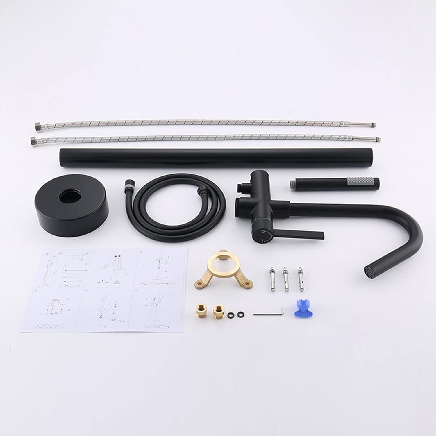 Wovier Floor Mounted Tub Filler Faucet, Freestanding Bathtub Faucet with Hand Shower W8791