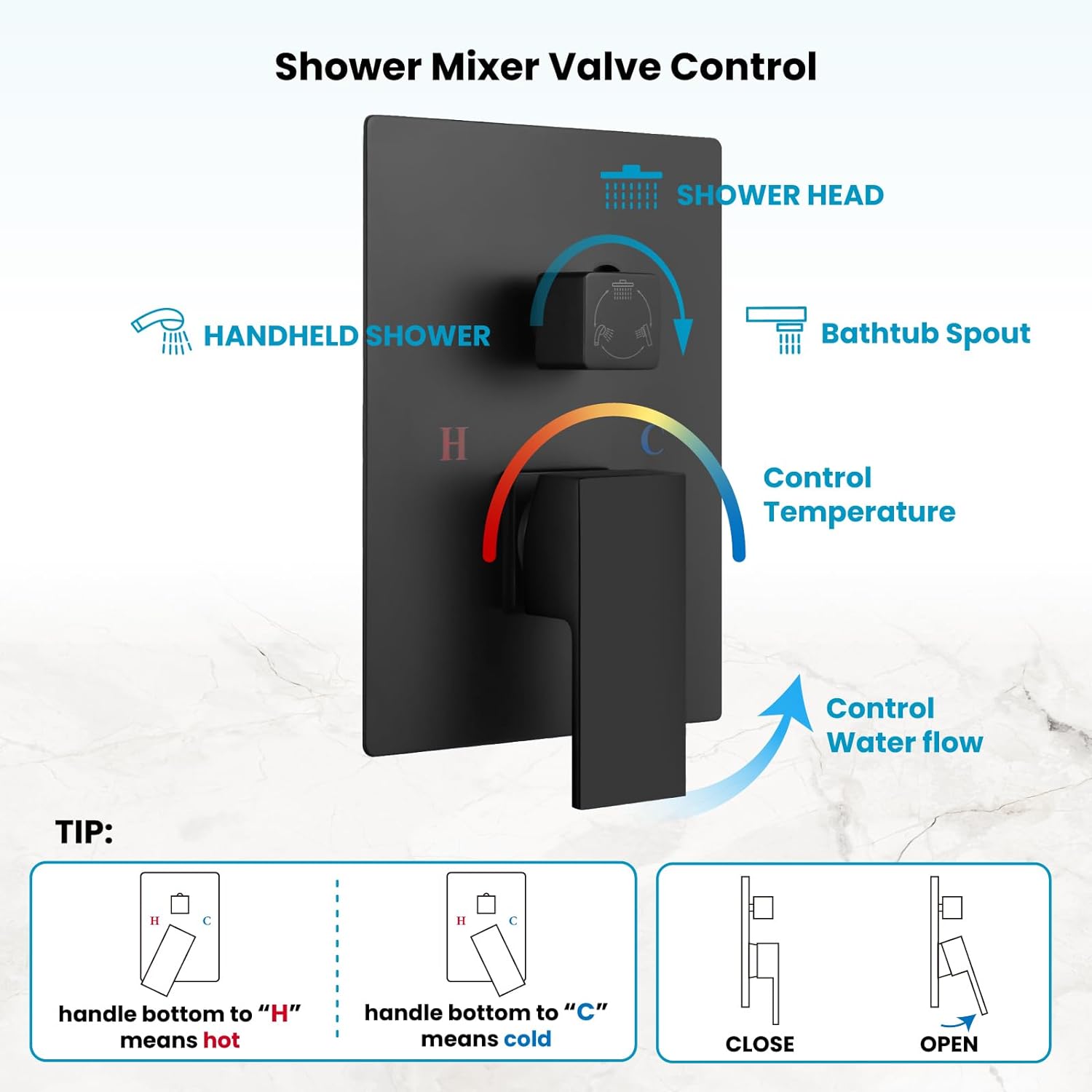 Wovier Shower System Rain Shower Handheld Sprayer with Shower Hose - W8810-5
