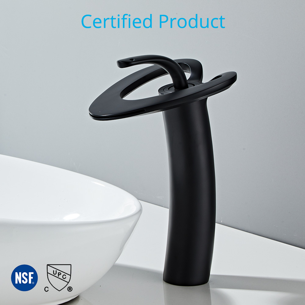 Wovier Waterfall Vessel Faucet,Single Handle Single Hole Vessel Bathroom Faucet - 8253-7