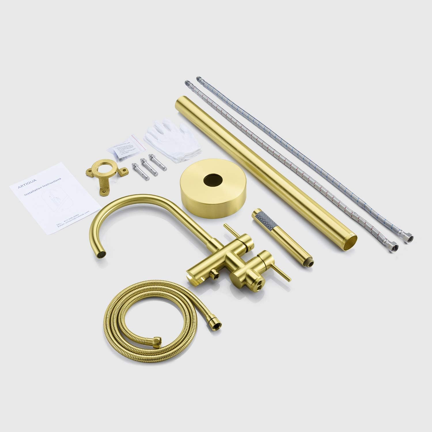 Wovier Floor Mounted Tub Filler Faucet, Freestanding Bathtub Faucet with Hand Shower W8790