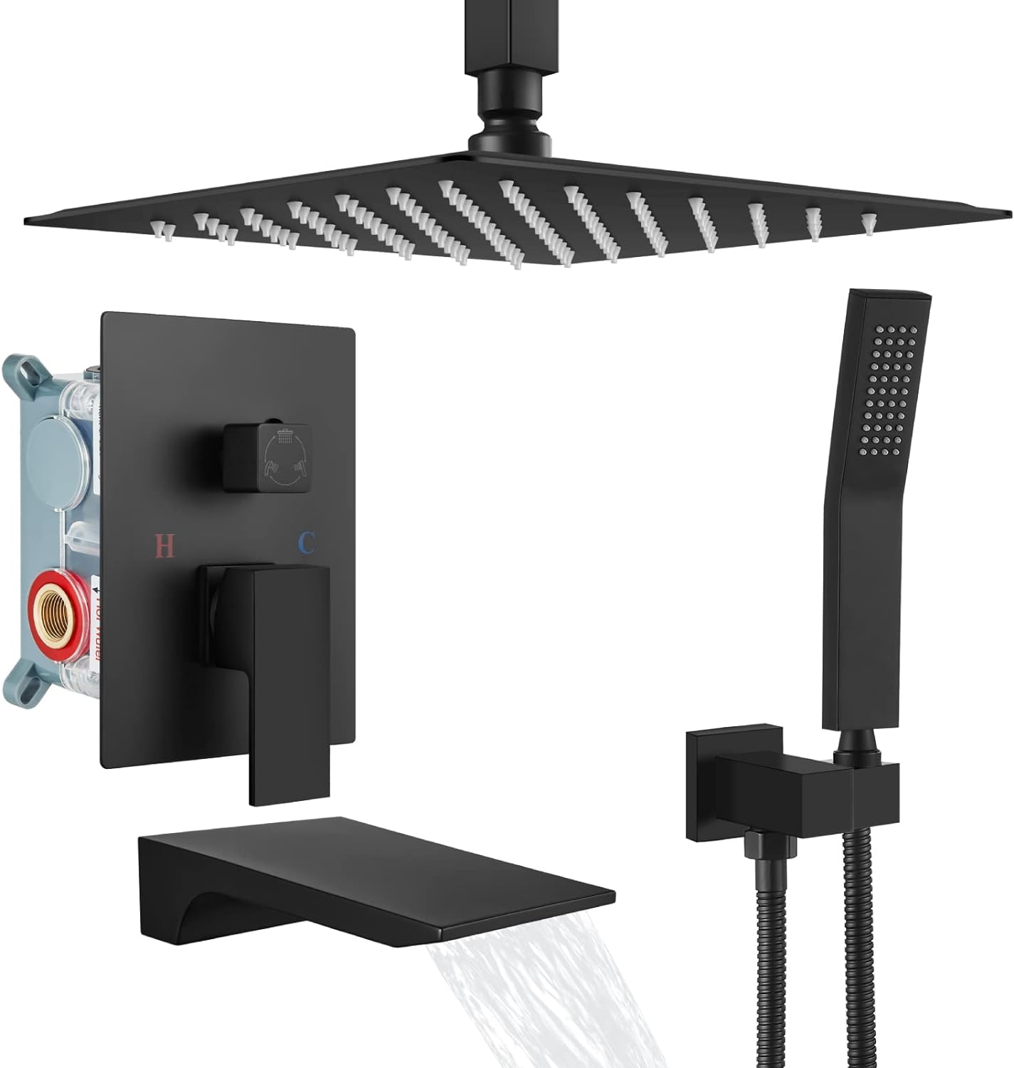 Wovier Shower System Rain Shower Handheld Sprayer with Shower Hose - W8810-4