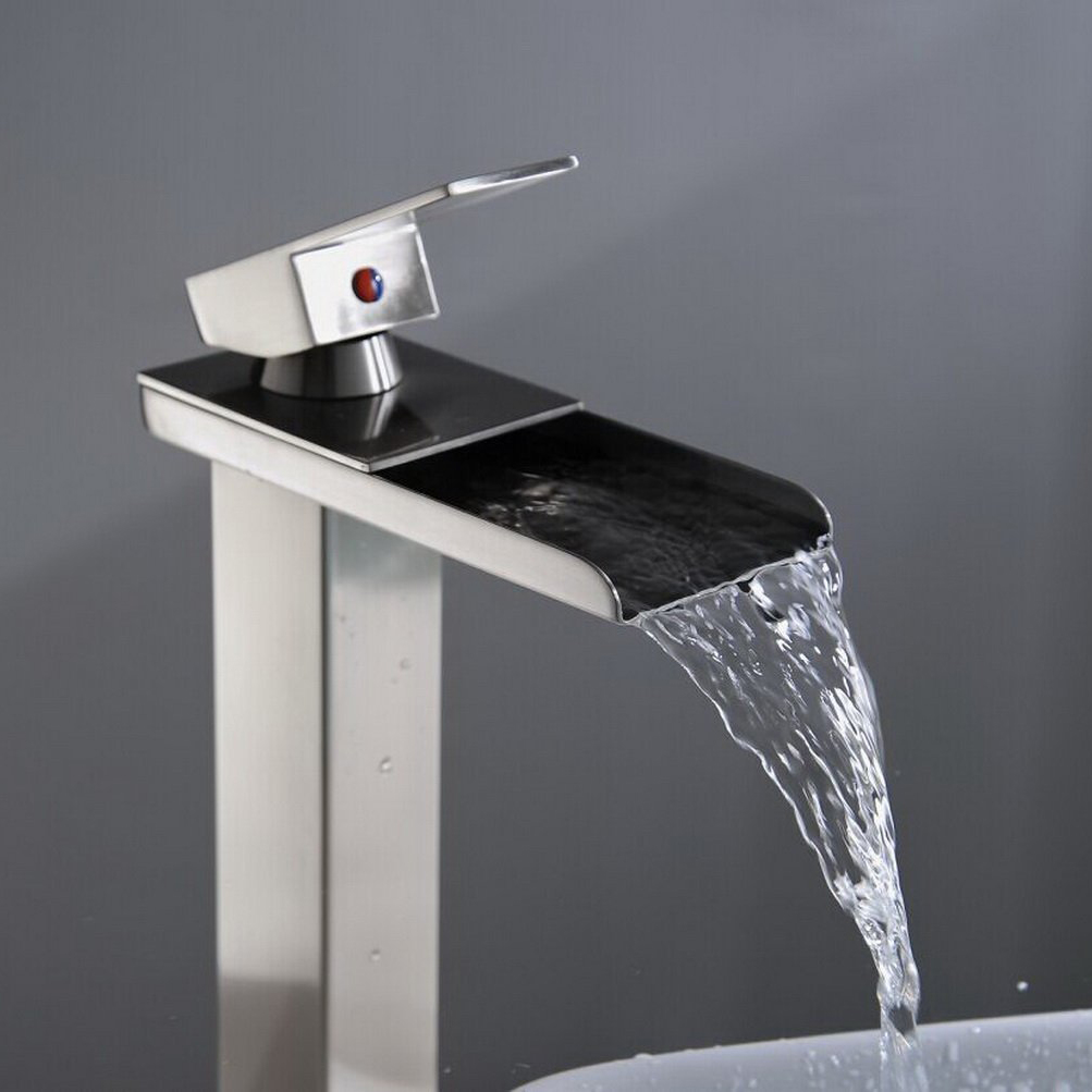 Wovier Waterfall Vessel Faucet, Single Handle Single Hole Bathroom Faucet - w8229-10
