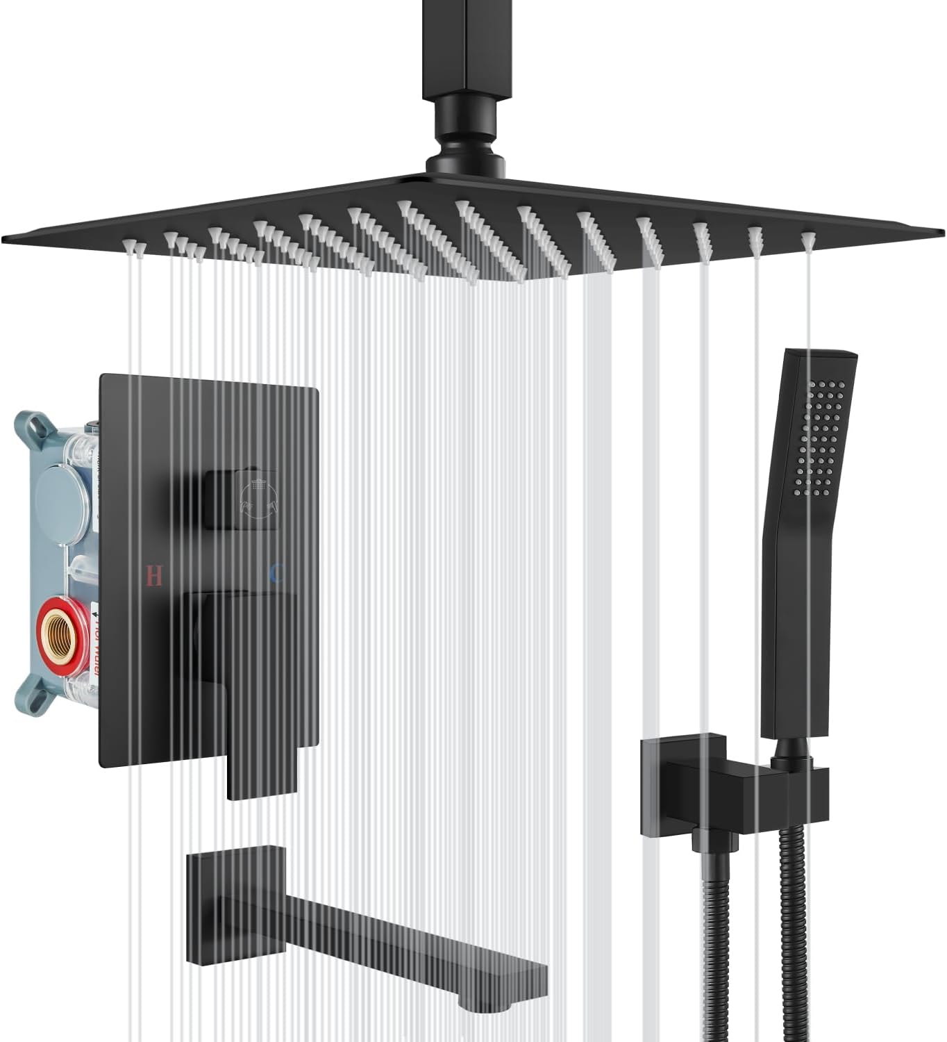 Wovier Shower System Rain Shower Handheld Sprayer with Shower Hose - W8814-4