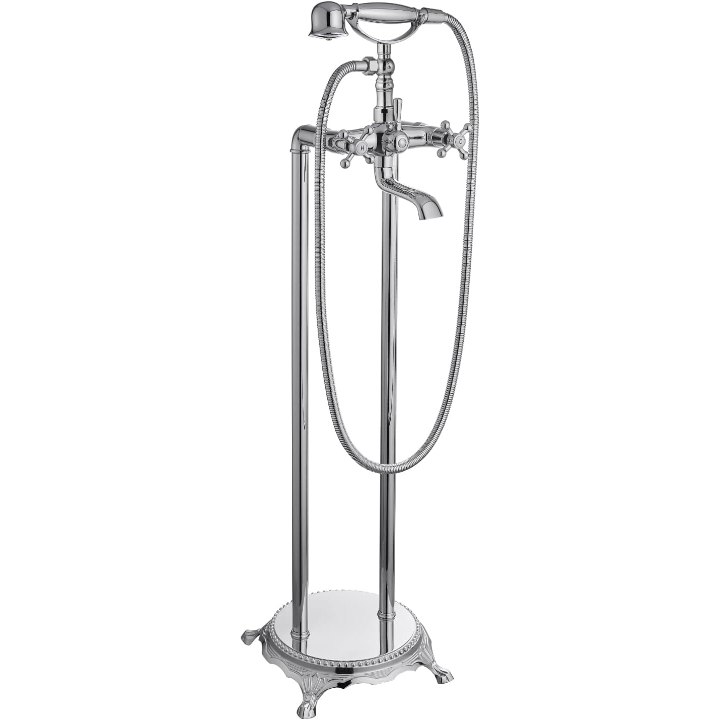 Wovier Floor Mounted Tub Filler Faucet, Freestanding Bathtub Faucet with Hand Shower W8784