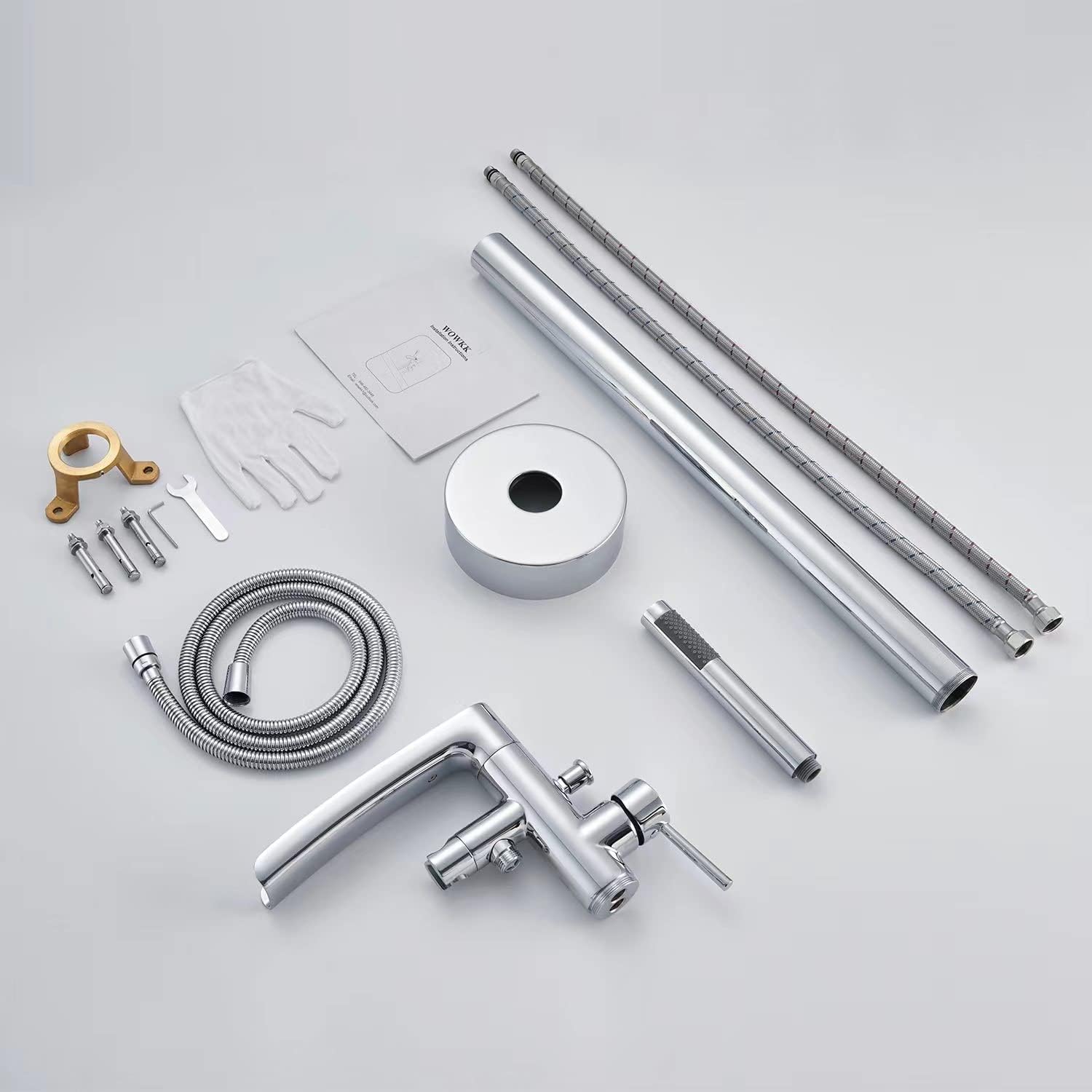 Wovier Floor Mounted Tub Filler Faucet, Freestanding Bathtub Faucet with Hand Shower W8787