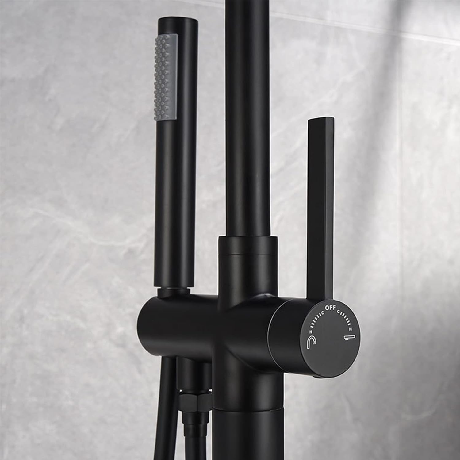 Wovier Floor Mounted Tub Filler Faucet, Freestanding Bathtub Faucet with Hand Shower W8791