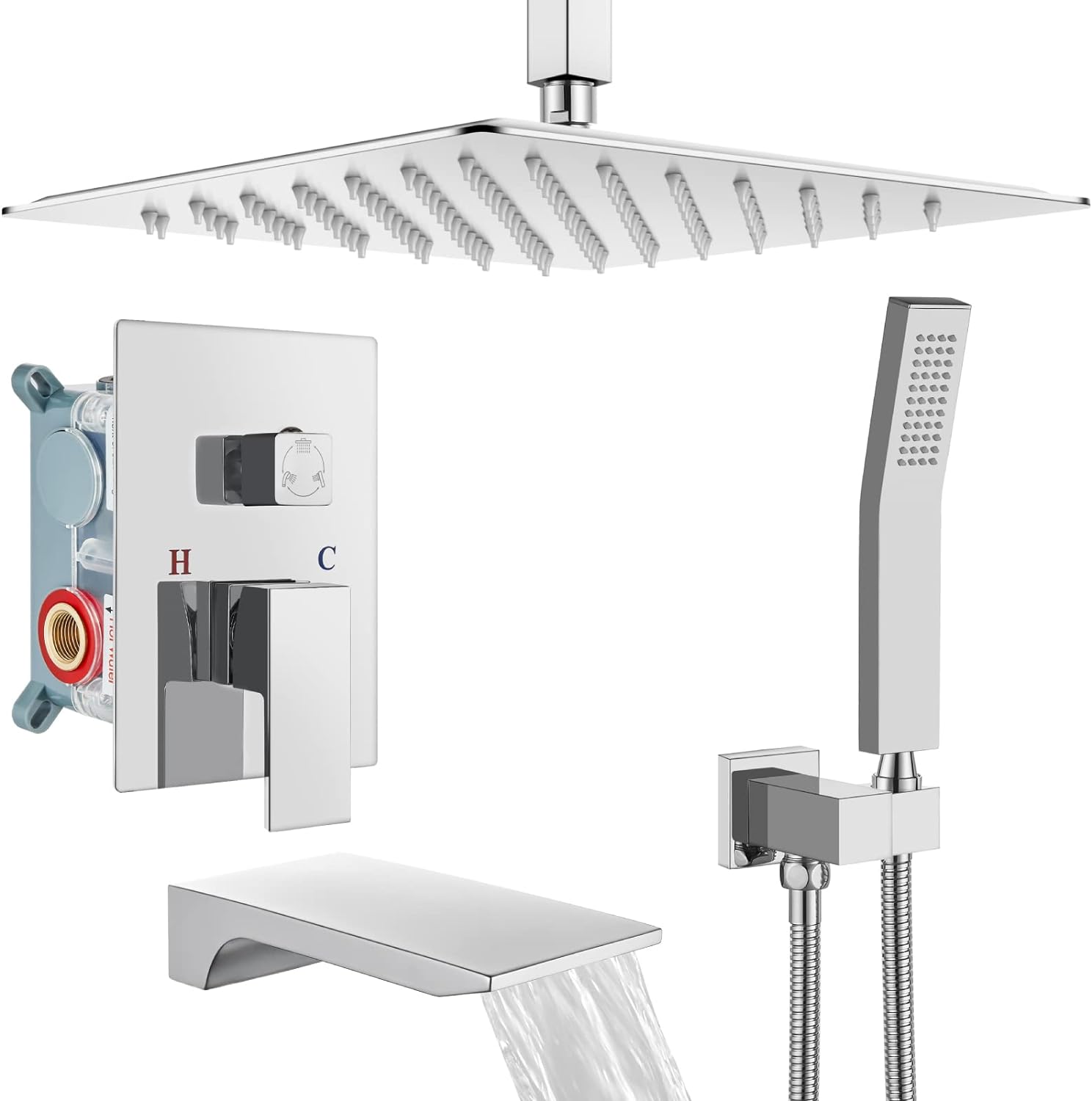 Wovier Shower System Rain Shower Handheld Sprayer with Shower Hose - W8810-8