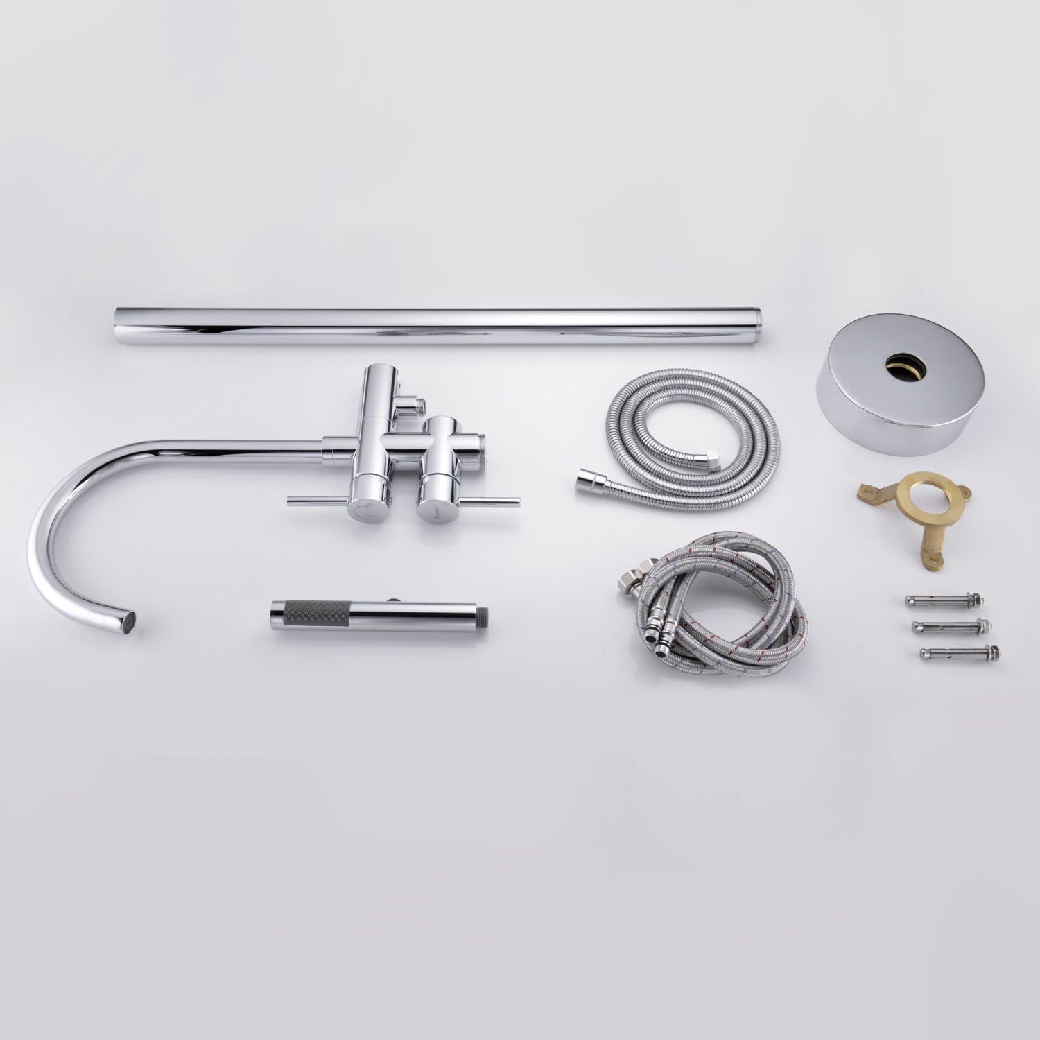 Wovier Floor Mounted Tub Filler Faucet, Freestanding Bathtub Faucet with Hand Shower W8790