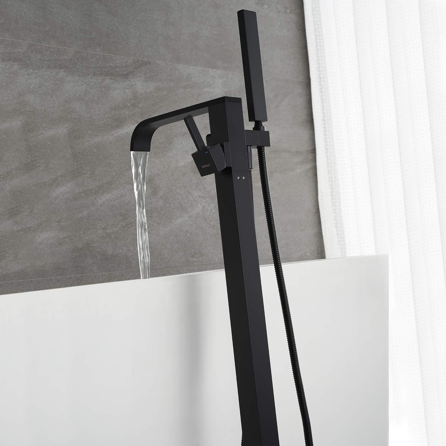 Wovier Floor Mounted Tub Filler Faucet, Freestanding Bathtub Faucet with Hand Shower W8782