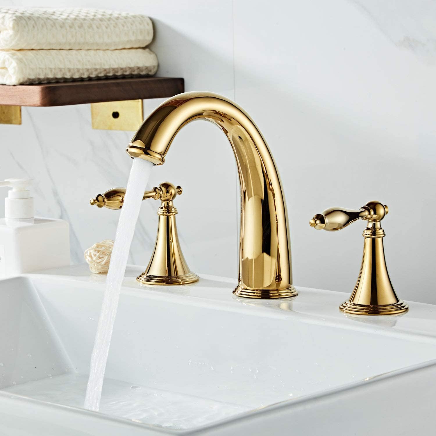 Wovier Widespread Faucet,Three Handle Two Hole Bathroom sink Faucet-Wovier W8401-1
