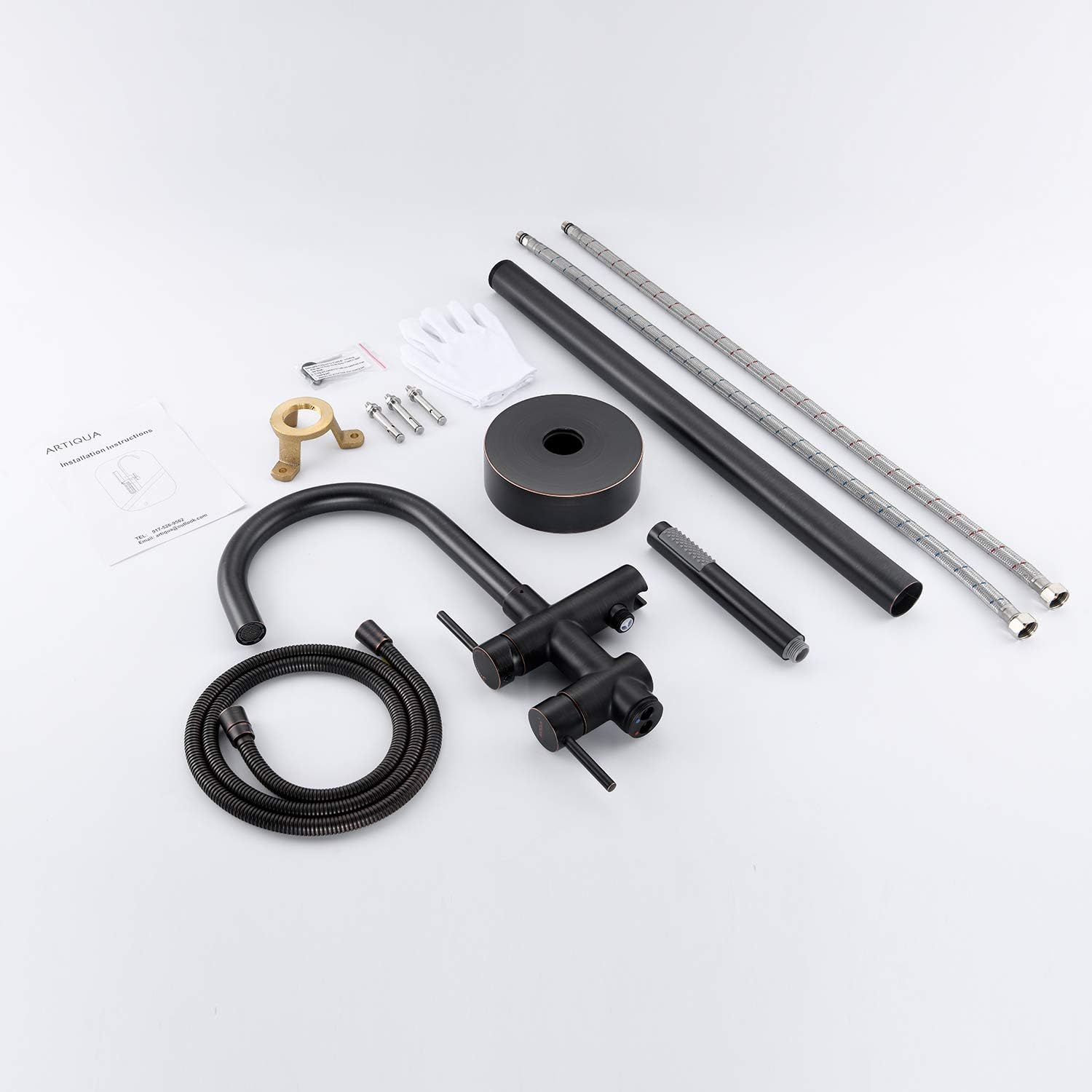 Wovier Floor Mounted Tub Filler Faucet, Freestanding Bathtub Faucet with Hand Shower W8790