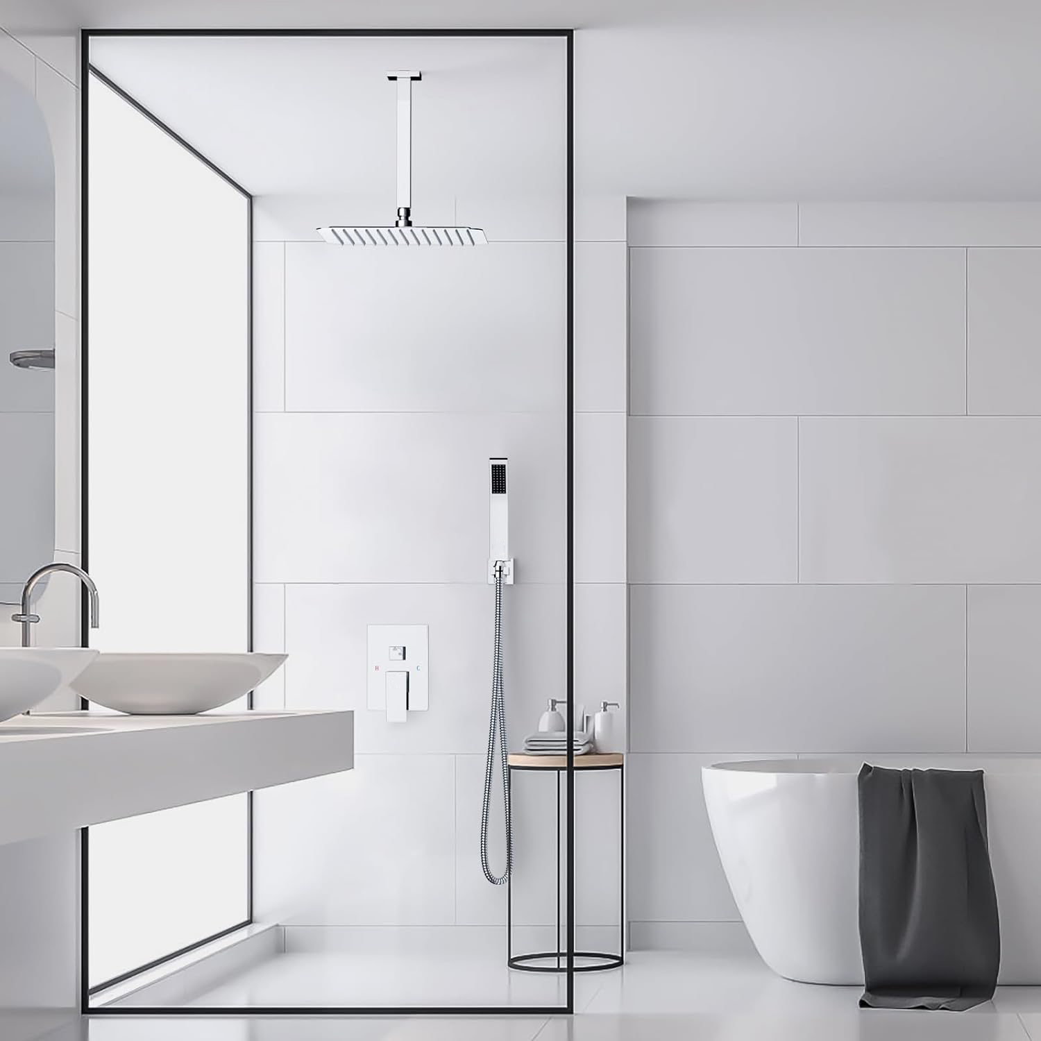 Wovier Shower System Rain Shower Handheld Sprayer with Shower Hose - W8818-24