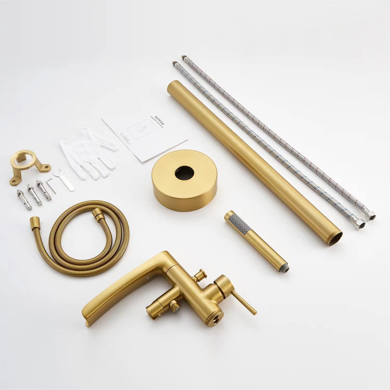 Wovier Floor Mounted Tub Filler Faucet, Freestanding Bathtub Faucet with Hand Shower W8787