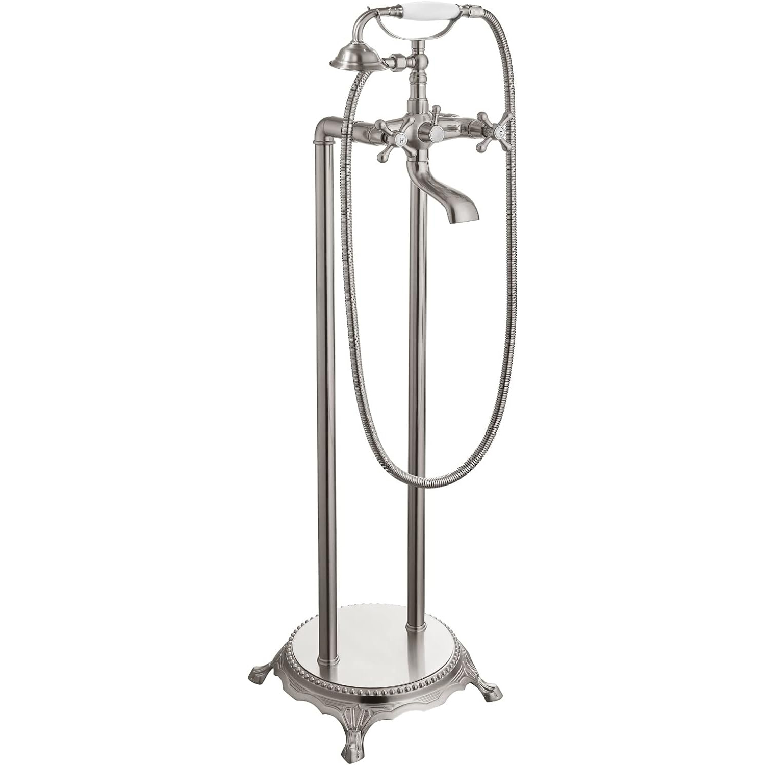 Wovier Floor Mounted Tub Filler Faucet, Freestanding Bathtub Faucet with Hand Shower W8788