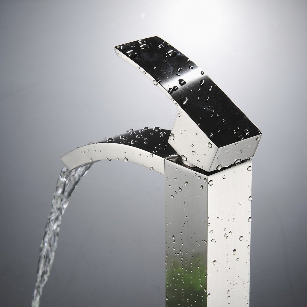 Wovier Waterfall Vessel Faucet, Single Handle Single Hole Bathroom Faucet - w8219-19